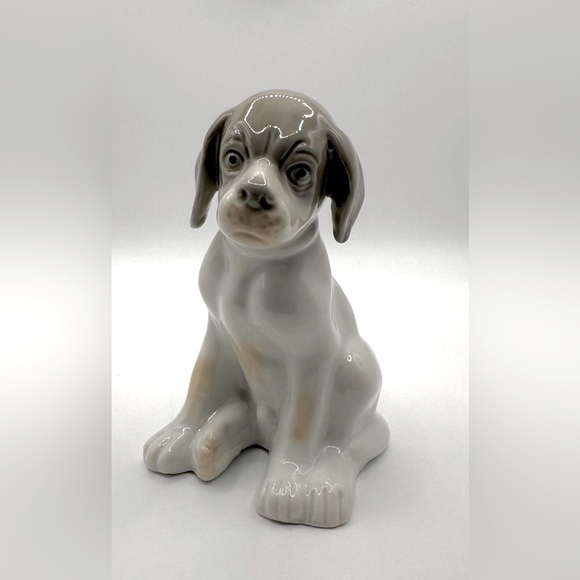 Adorable Puppy Dog Porcelain Figurine Gray & White, Great Preowned Condition. - Picture 6 of 7